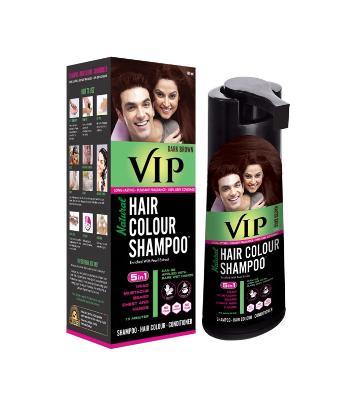 VIP Hair Colour Shampoo - Dark Brown -180 ML