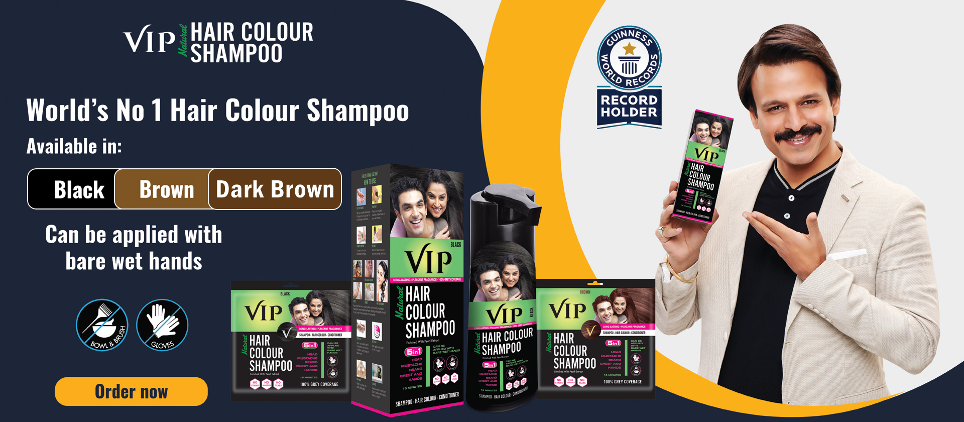VIP Hair Colour Shampoo-Brown (5 in one) – Selvi Store